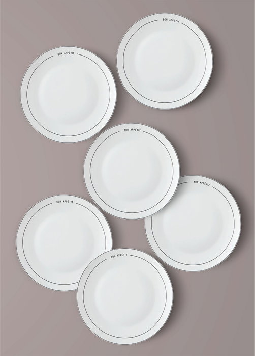 Hermia DNR0076 Juego de Platos de Servicio 6 Piezas Porcelana Blanca Apto Lavavajillas No Microondas Elegancia